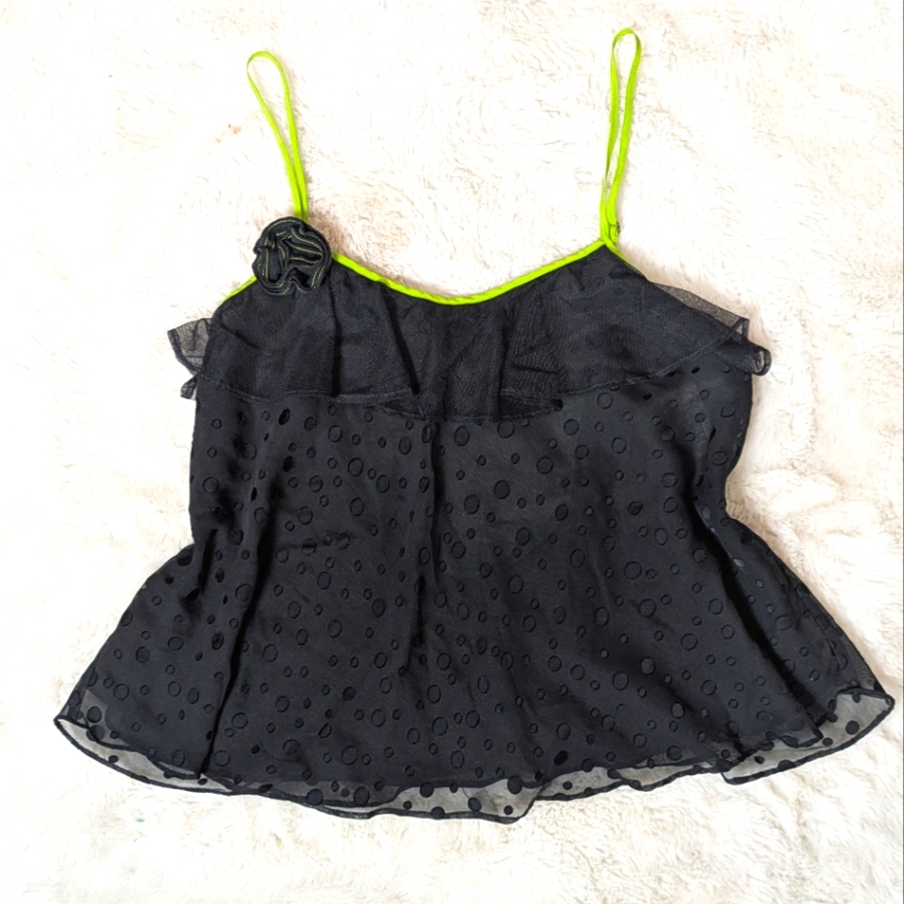 Betsey Johnson Rosette Sheer Dot Babydoll Camisole